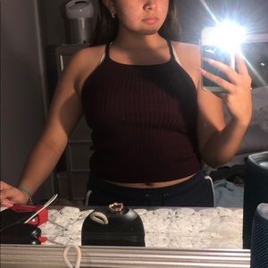 burgundy crop top